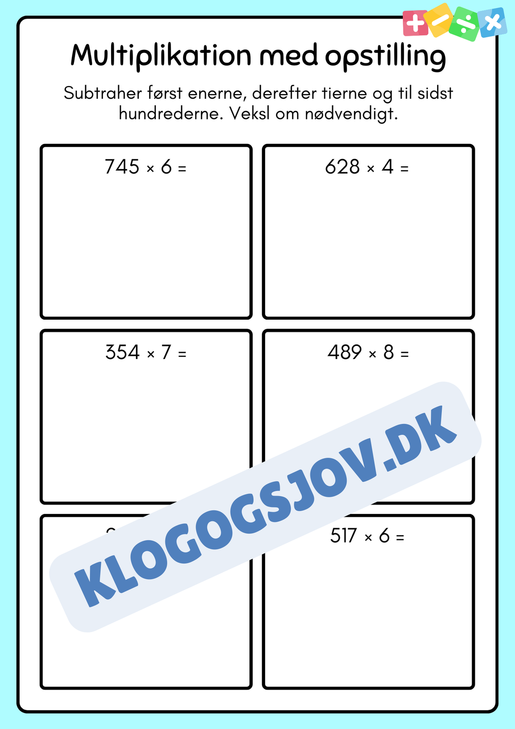 Multiplikation med opstilling  - hæfte