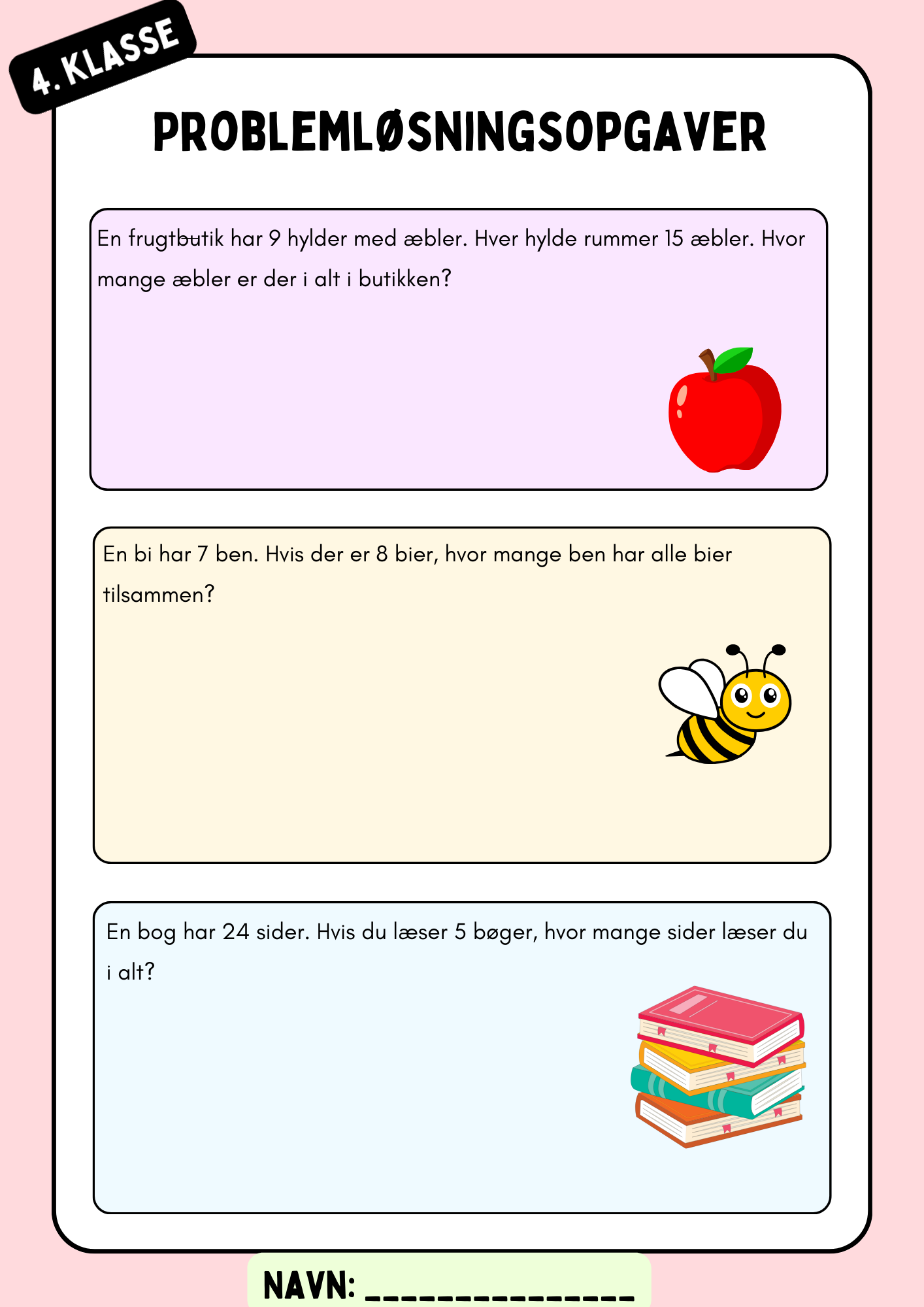 Problemløsningsopgaver – 4. klasse – division og multiplikation
