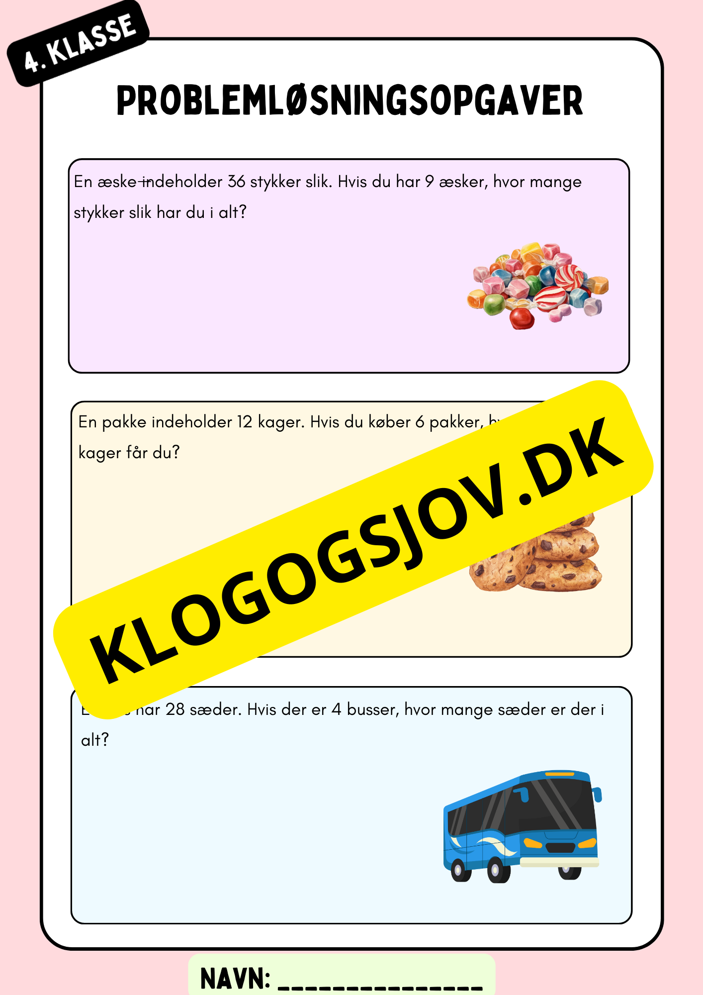 Problemløsningsopgaver – 4. klasse – division og multiplikation