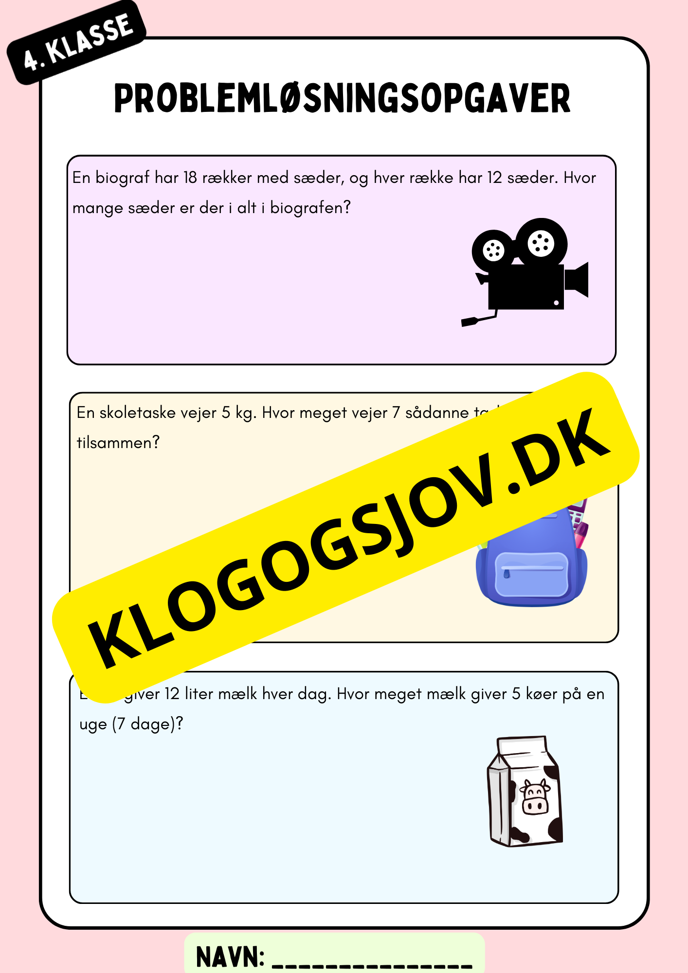 Problemløsningsopgaver – 4. klasse – division og multiplikation