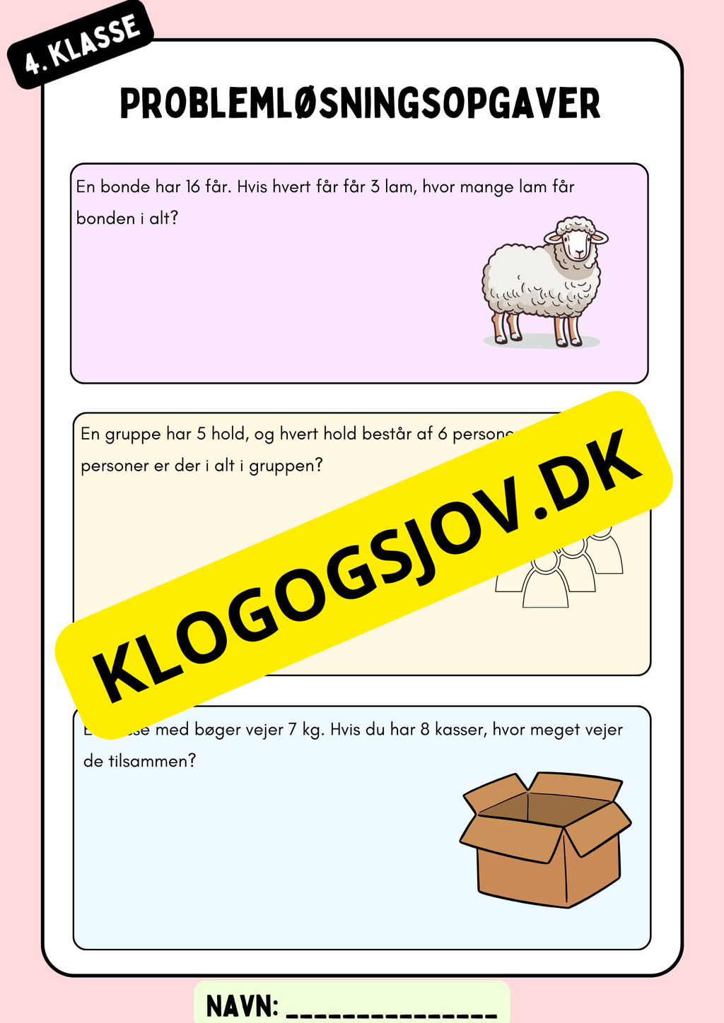 Problemløsningsopgaver – 4. klasse – division og multiplikation