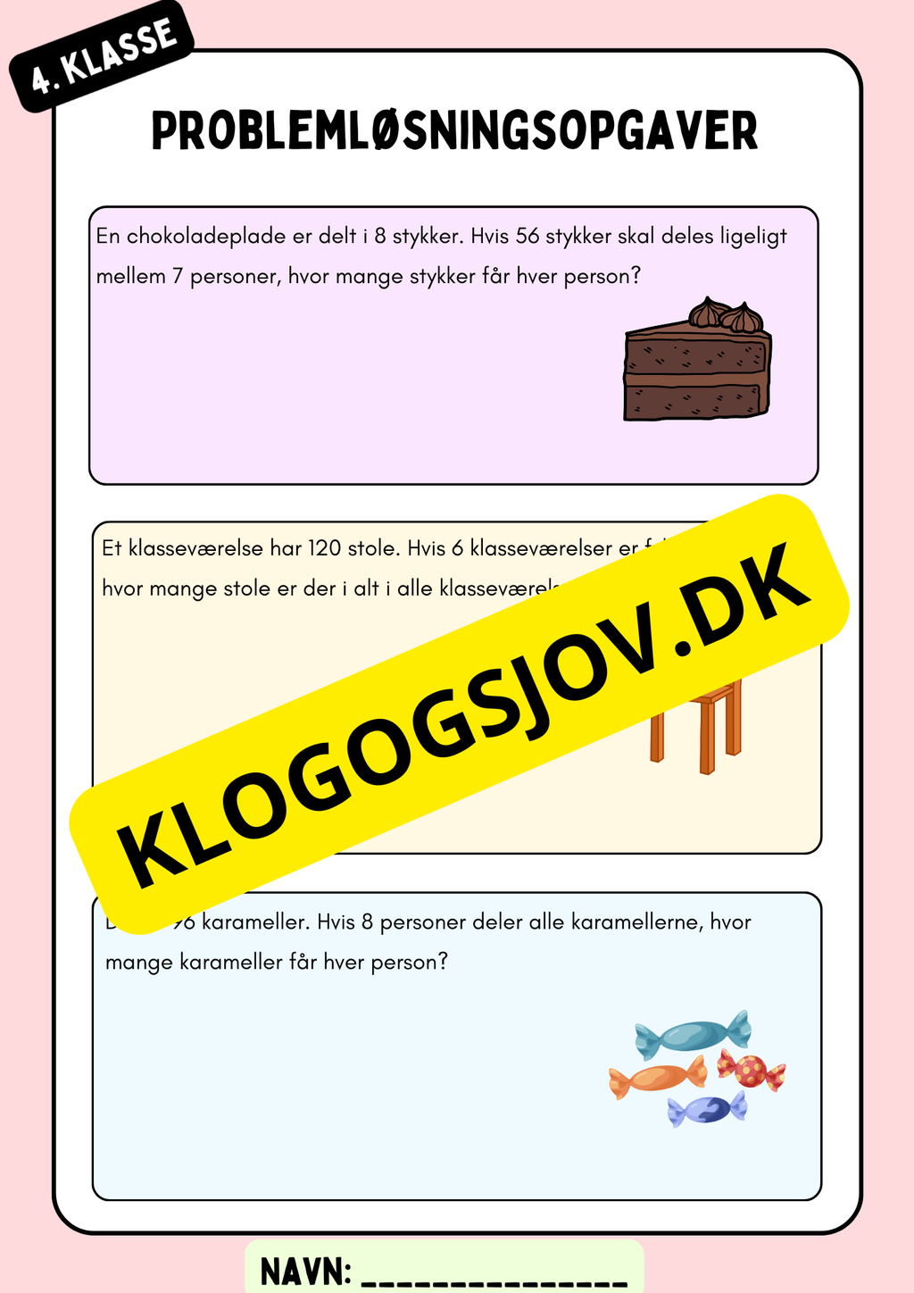 Problemløsningsopgaver – 4. klasse – division og multiplikation