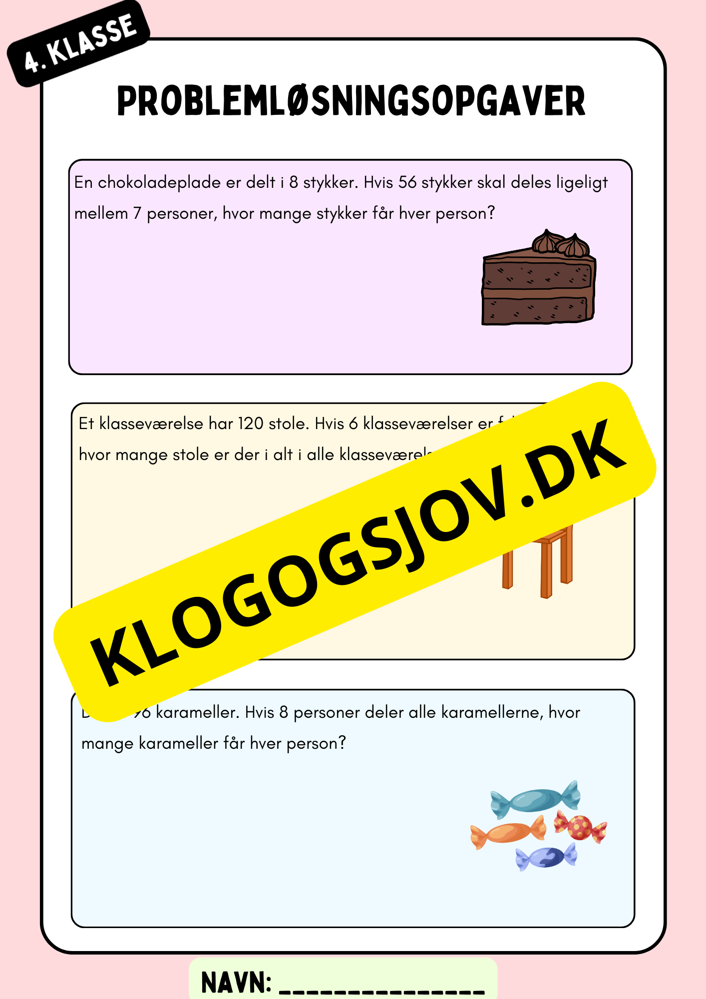 Problemløsningsopgaver – 4. klasse – division og multiplikation