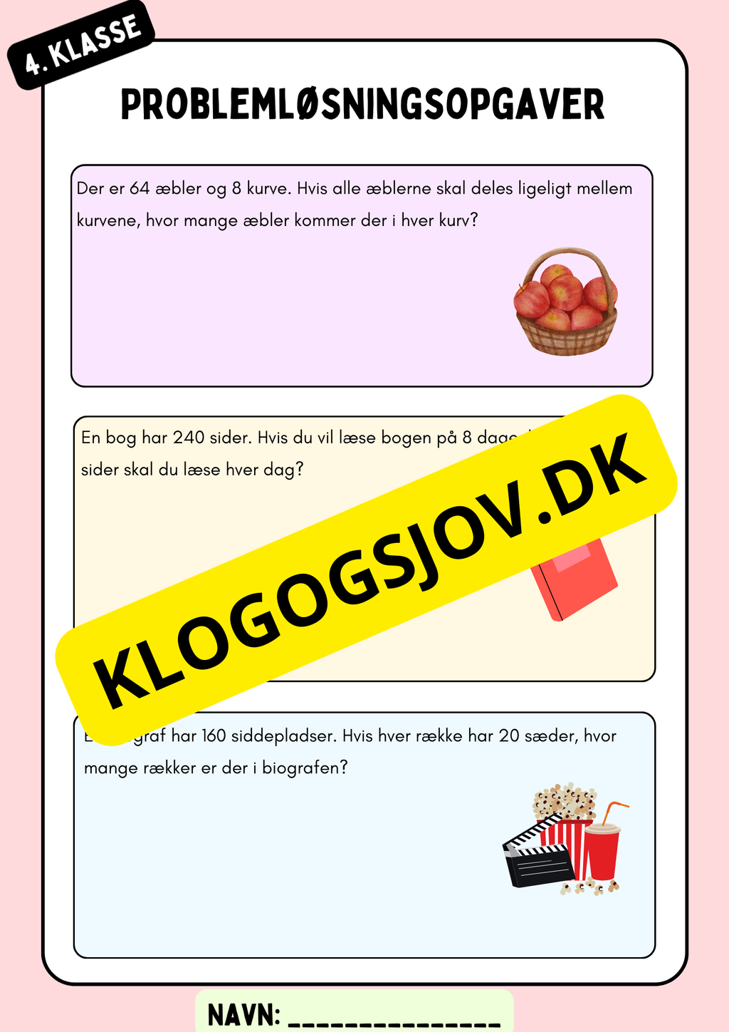 Problemløsningsopgaver – 4. klasse – division og multiplikation