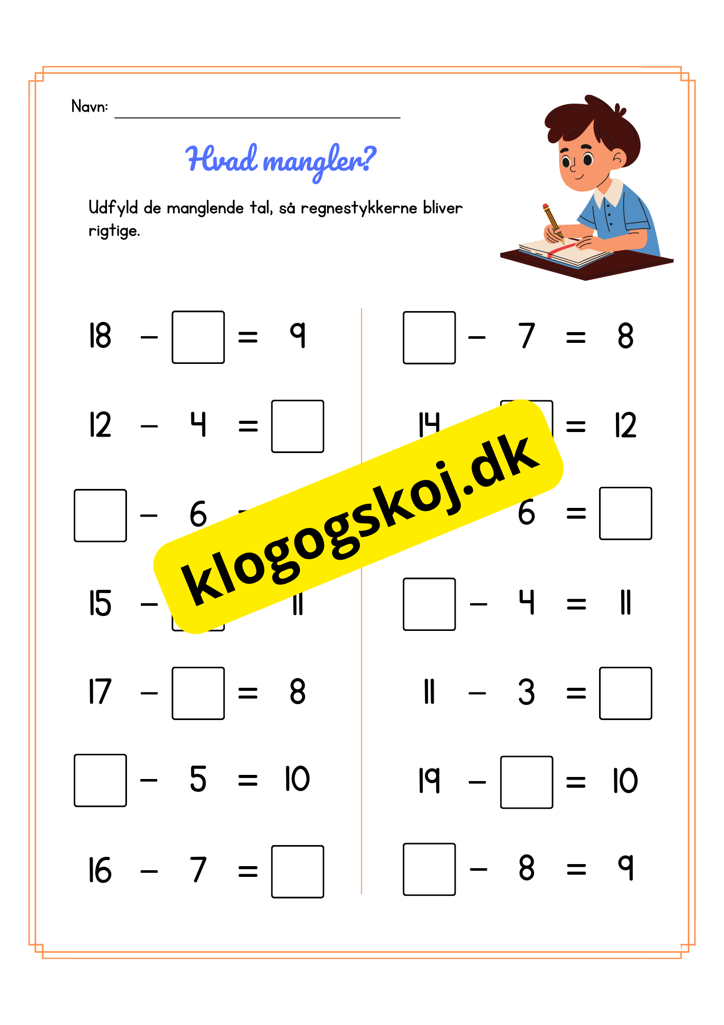 Hvad mangler – Subtraktion – Hæfte