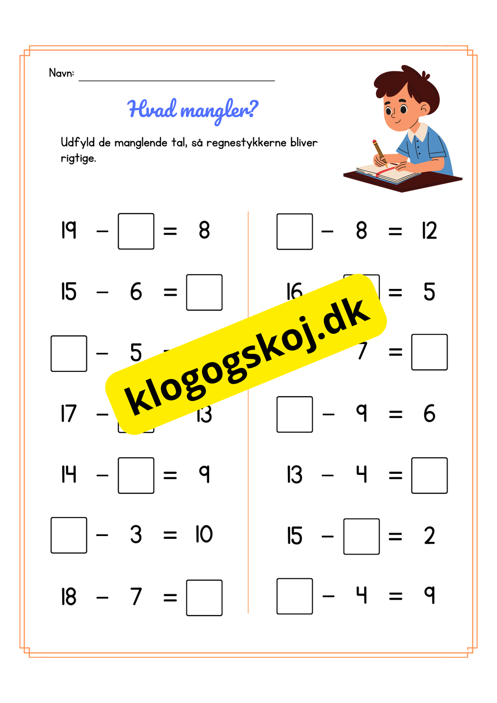 Hvad mangler – Subtraktion – Hæfte