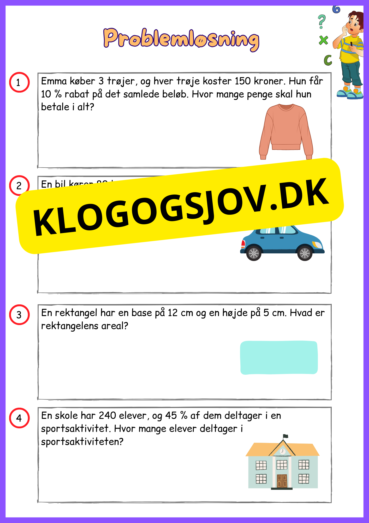 Problemløsning 6. klasse - Blandede opgaver