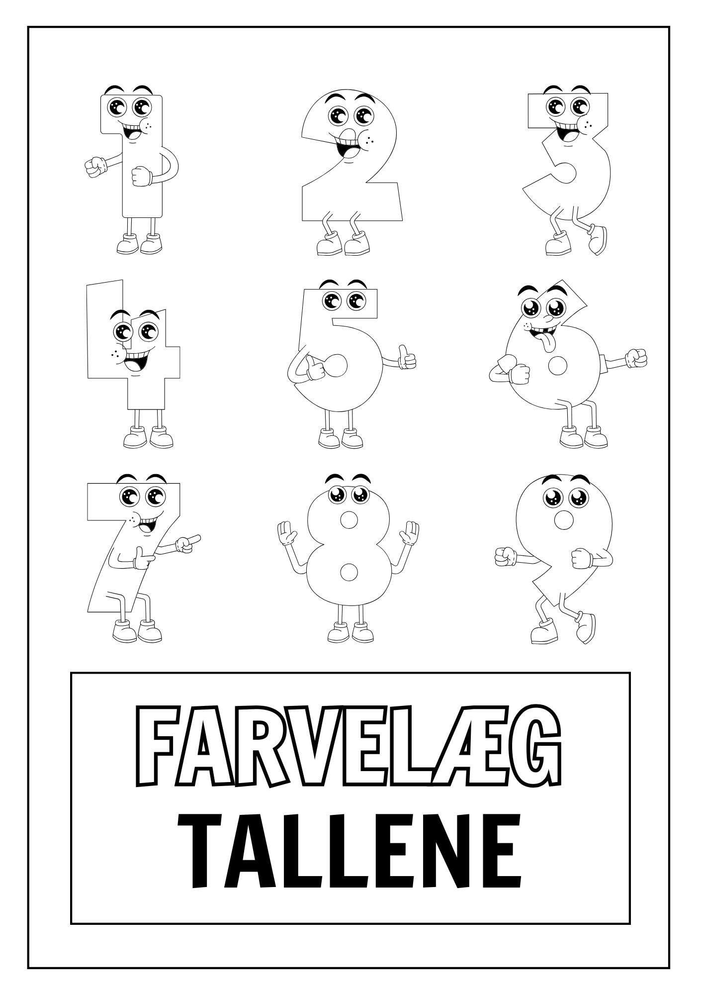 Farvelæg tallene - 0 - 9