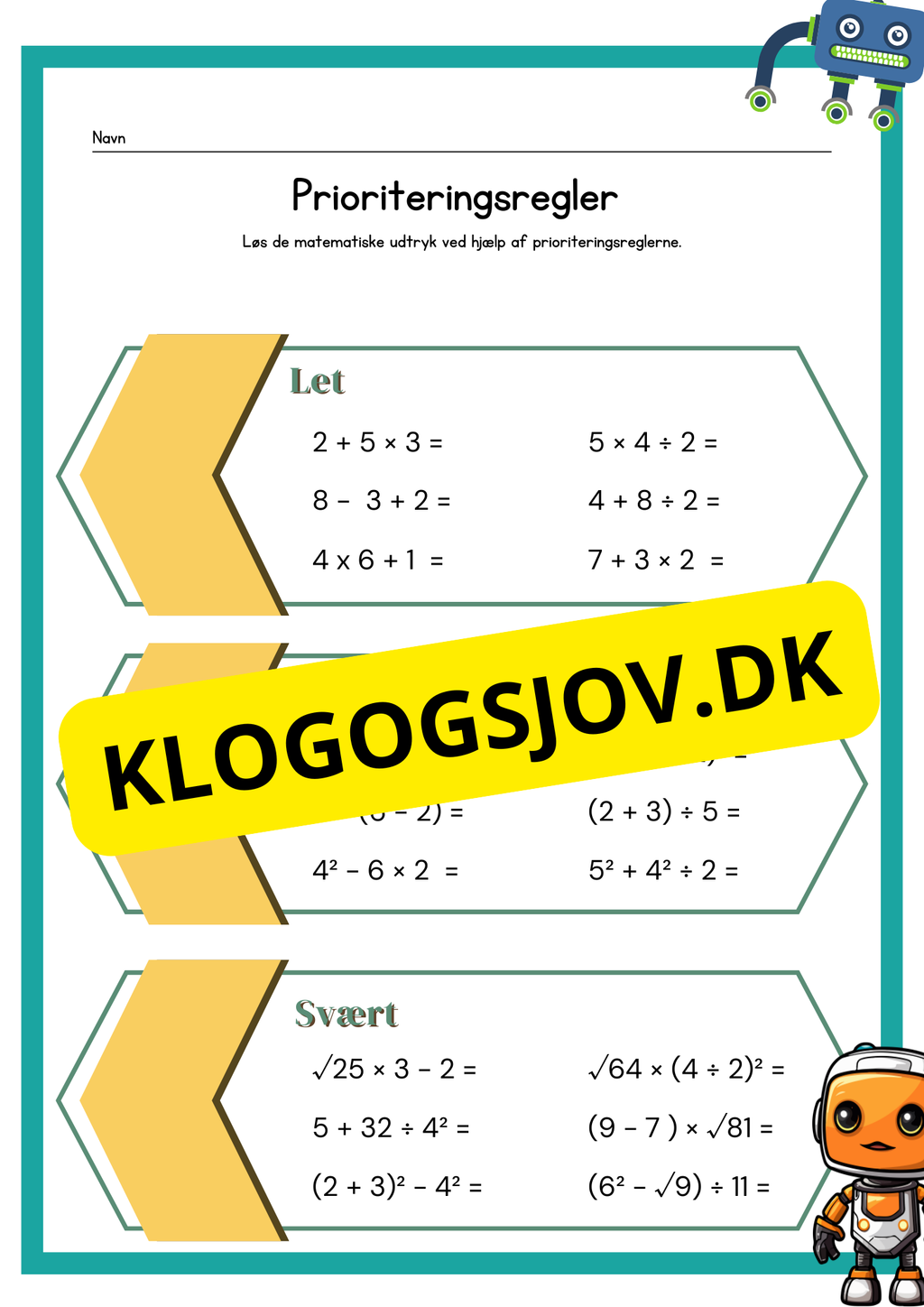 Matematiske udtryk og prioriteringsregler – 6.–9. klasse