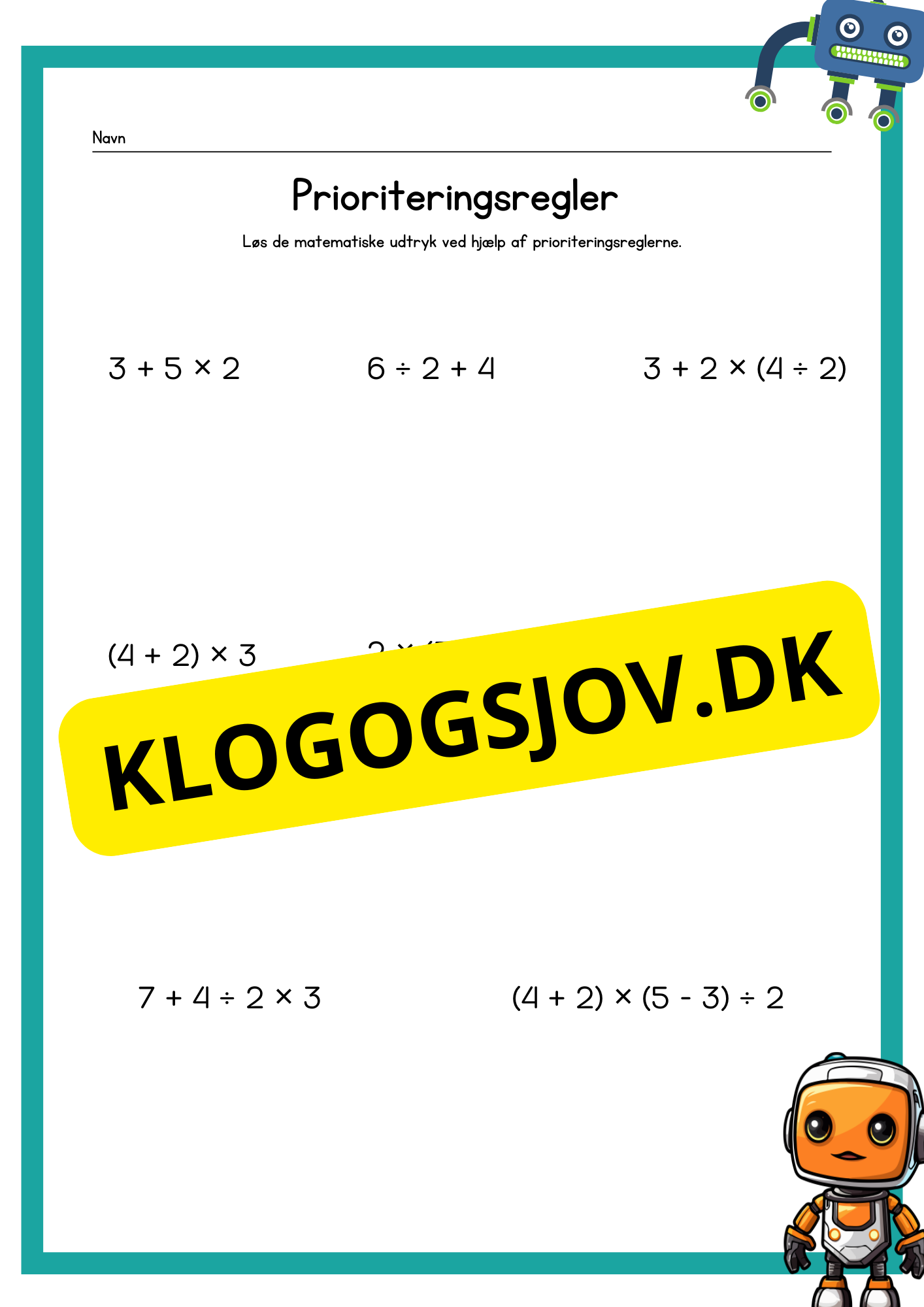 Matematiske udtryk og prioriteringsregler – 6.–9. klasse
