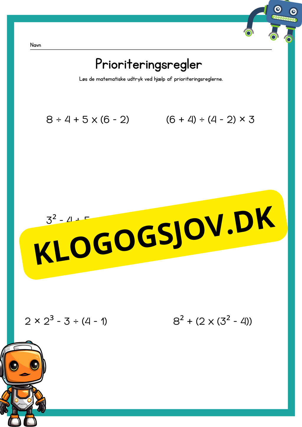 Matematiske udtryk og prioriteringsregler – 6.–9. klasse