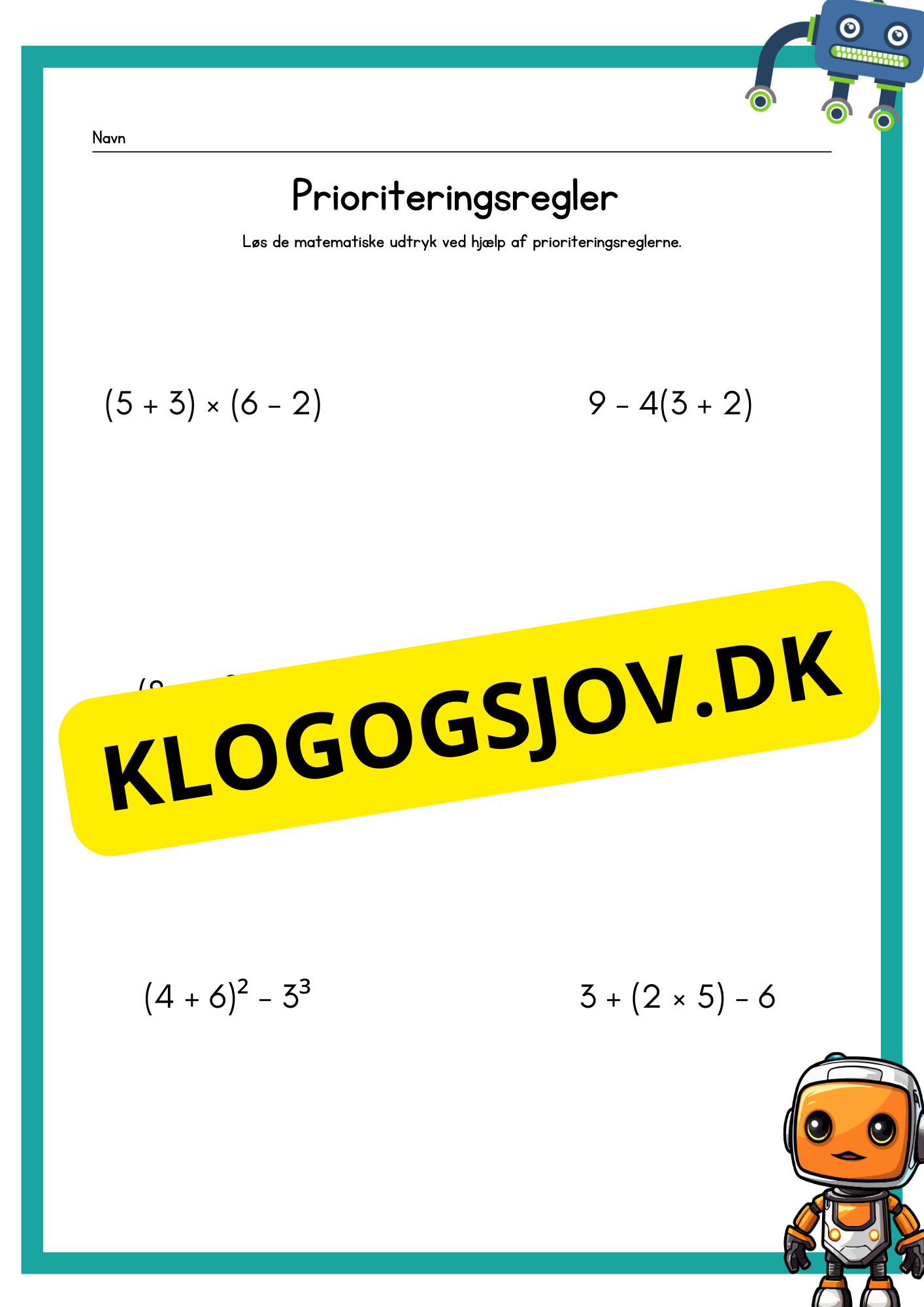 Matematiske udtryk og prioriteringsregler – 6.–9. klasse