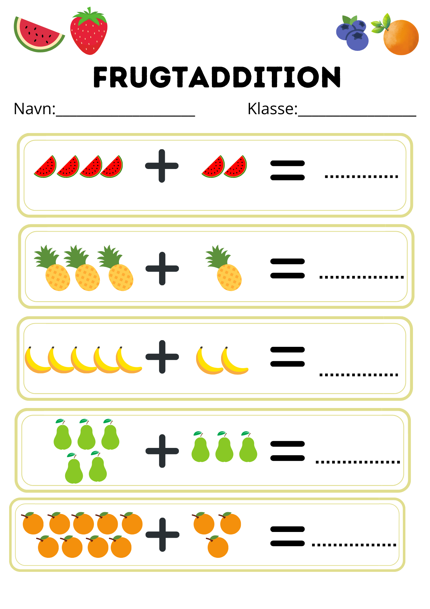Addition og subtraktion med frugter