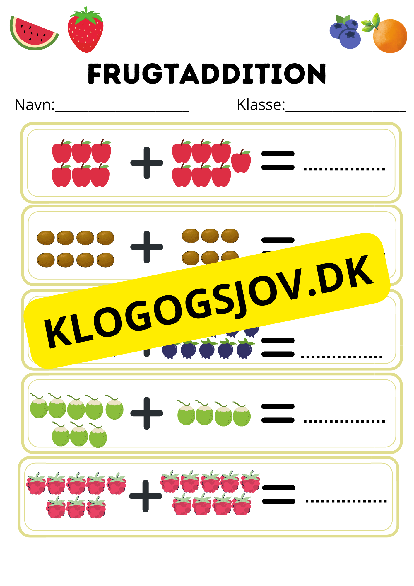 Addition og subtraktion med frugter