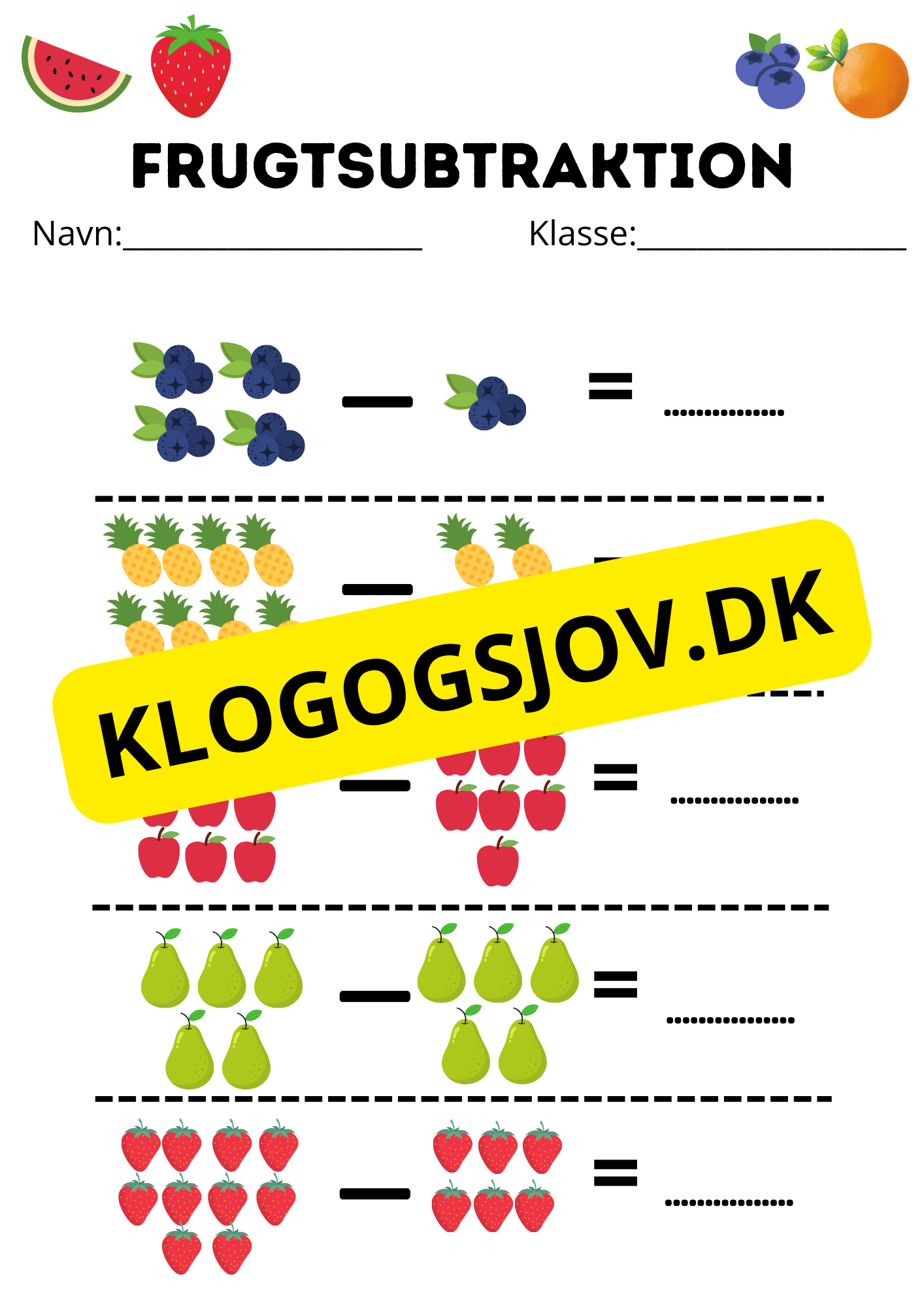 Addition og subtraktion med frugter