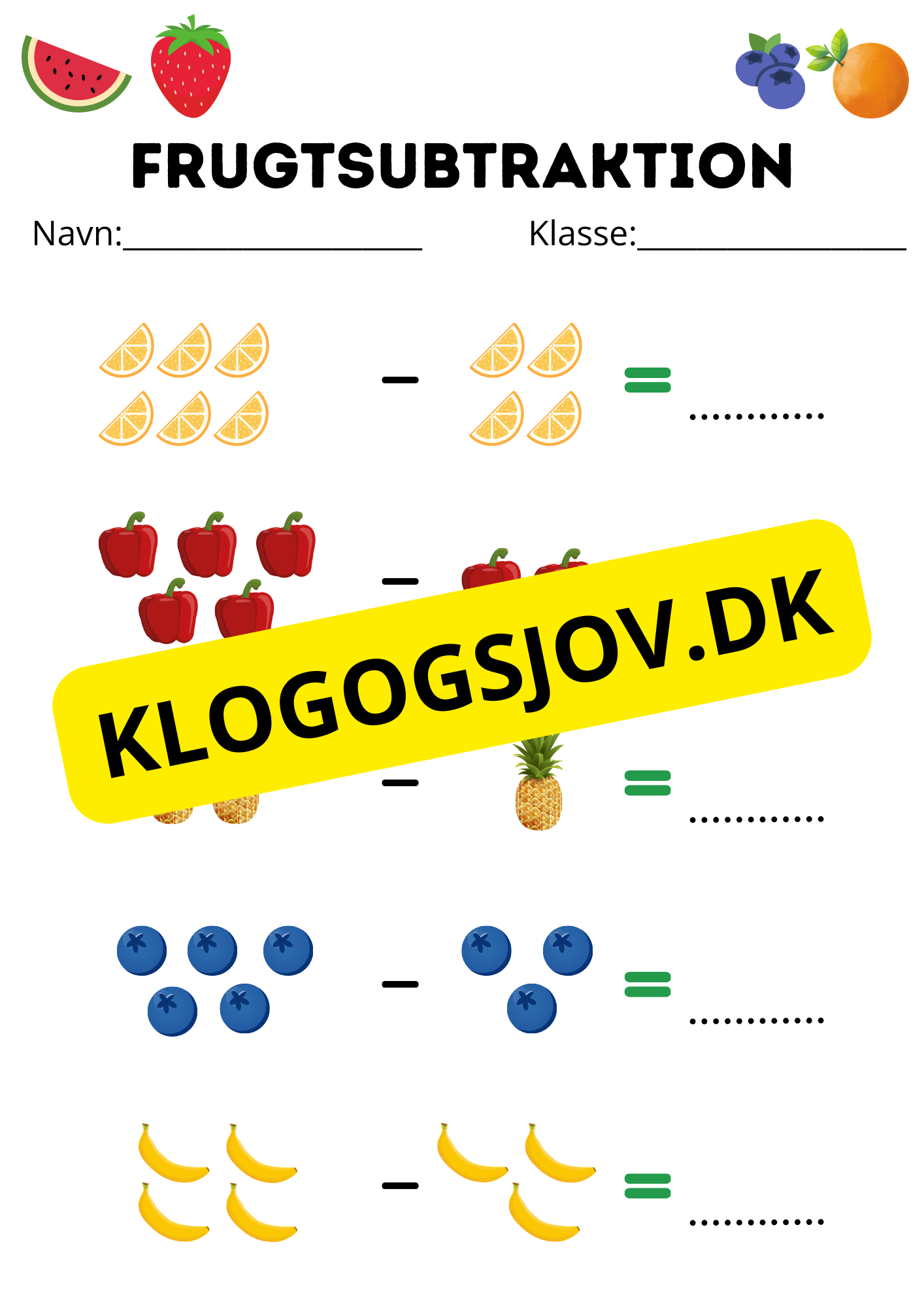 Addition og subtraktion med frugter