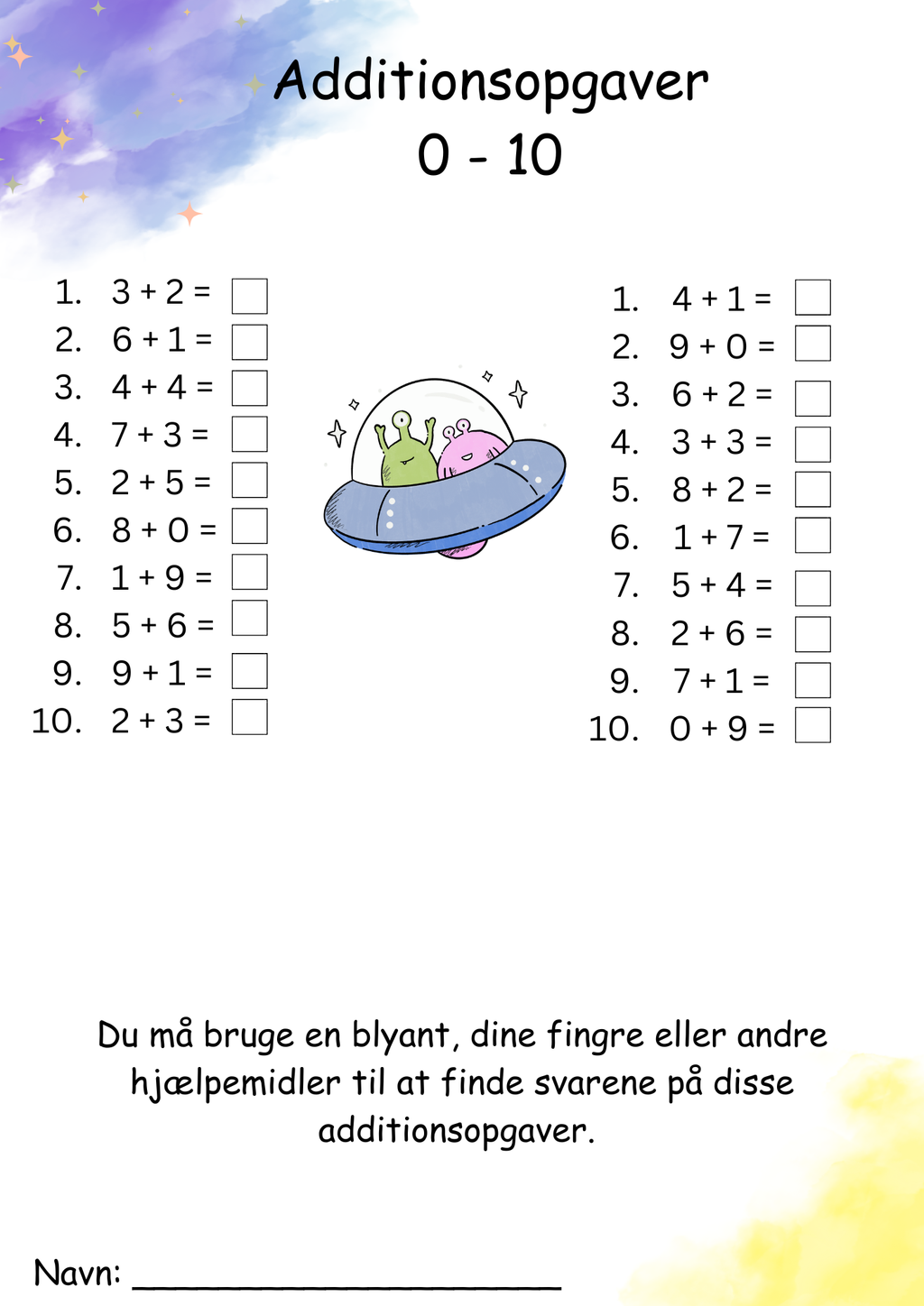 Addition – 1. klasse – tal 1–10
