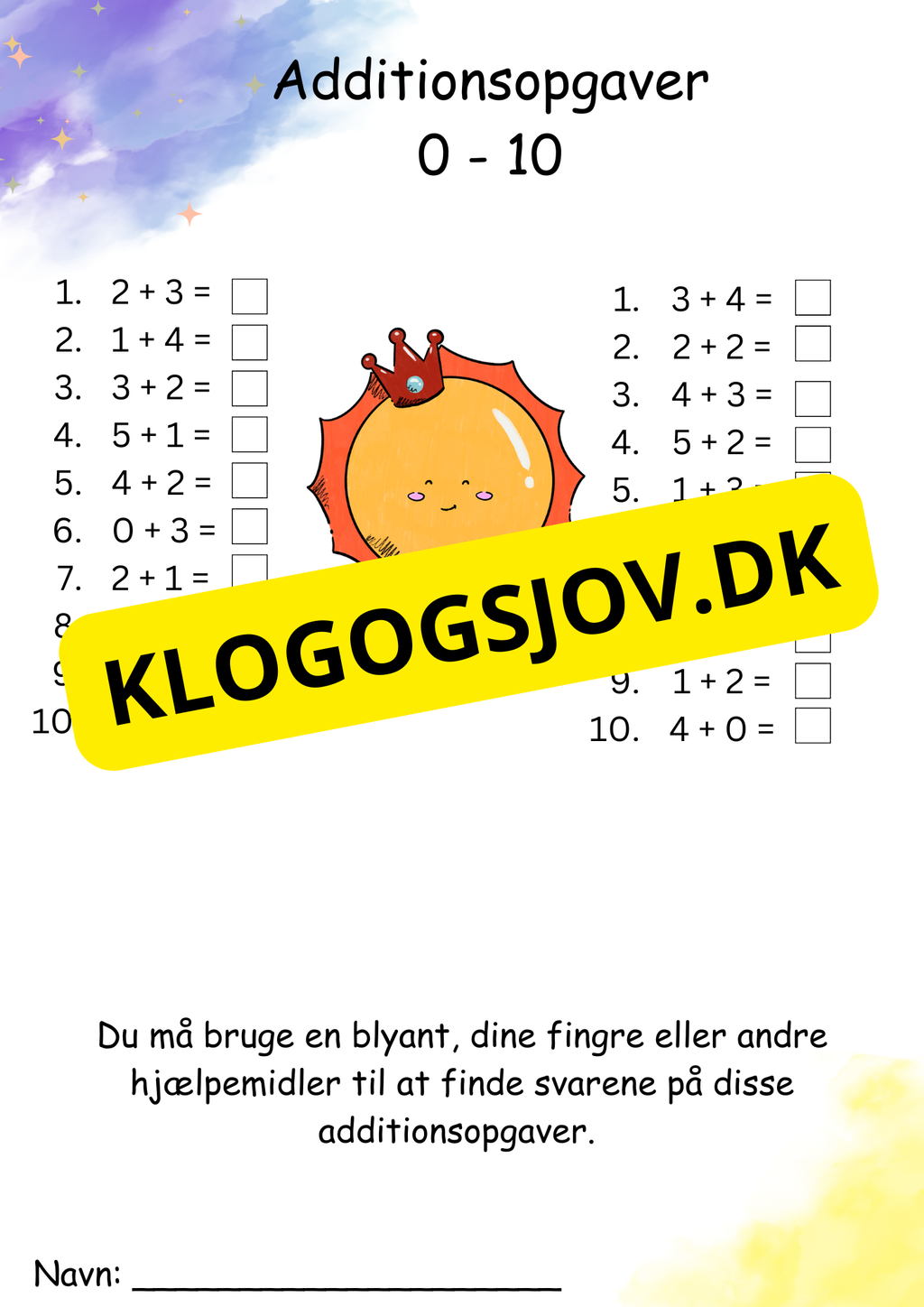 Addition – 1. klasse – tal 1–10