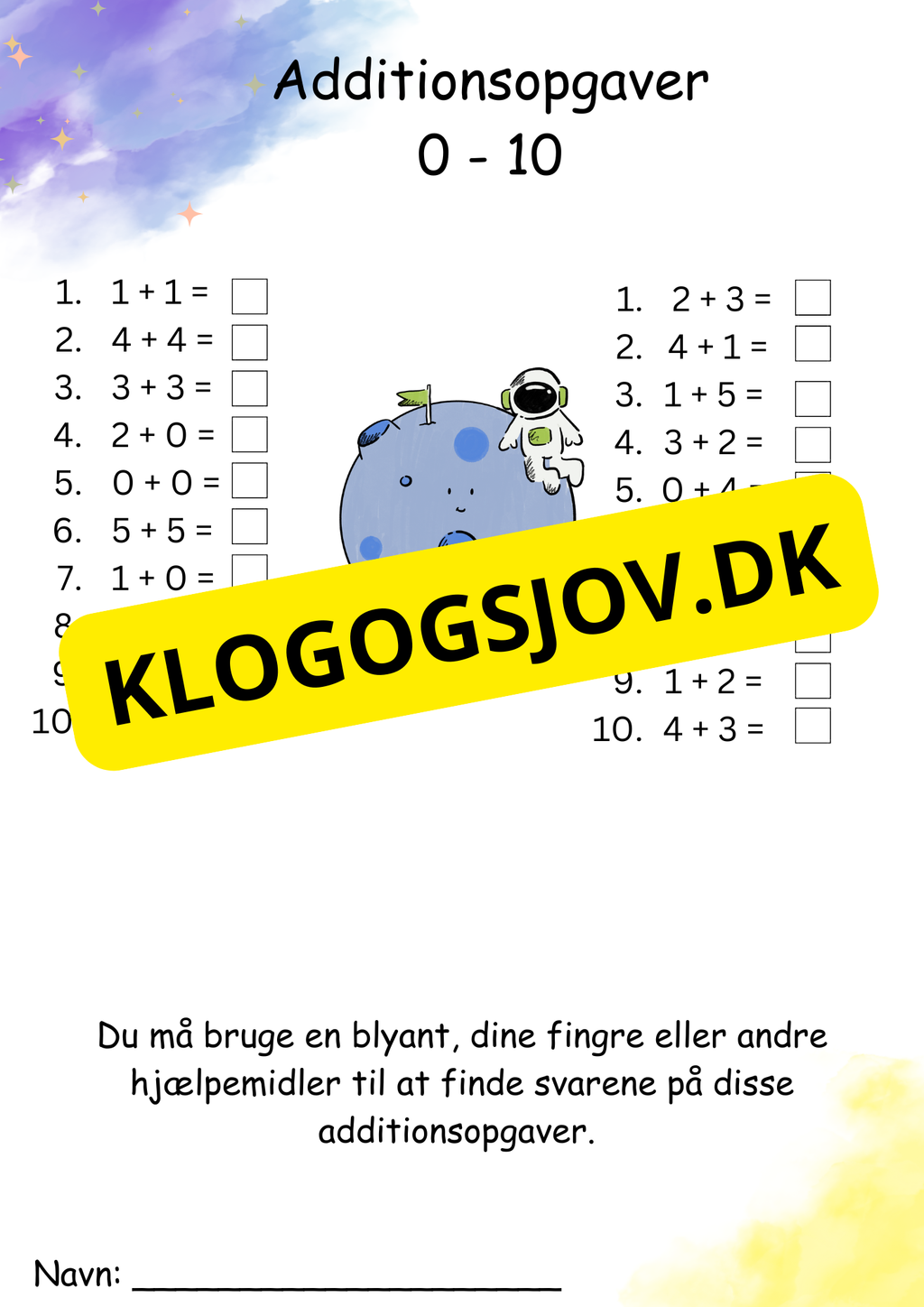 Addition – 1. klasse – tal 1–10