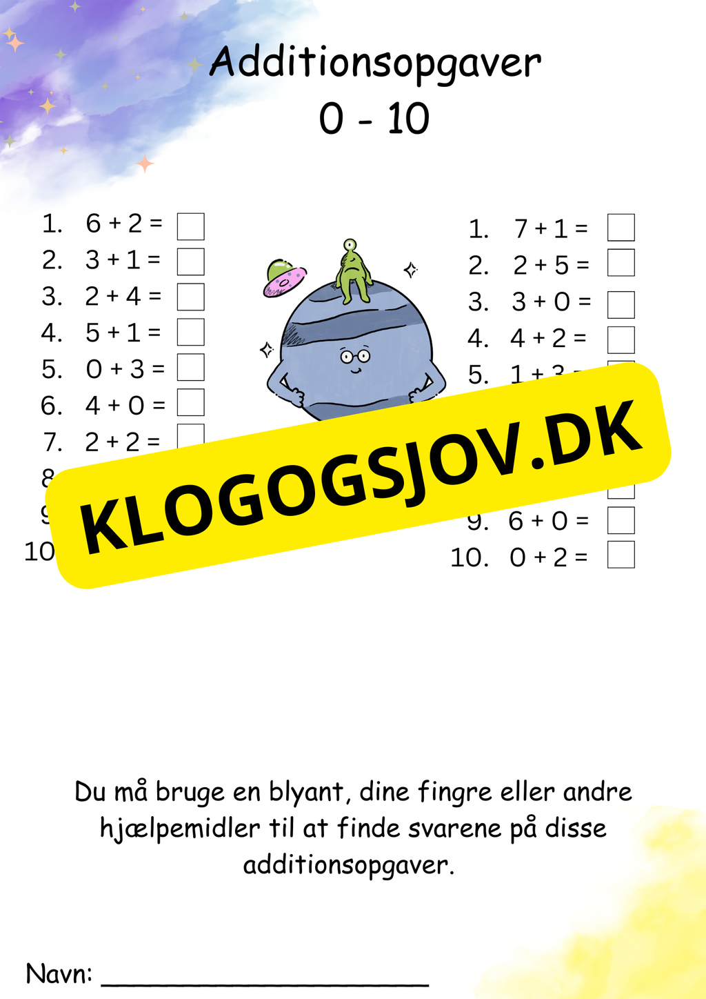 Addition – 1. klasse – tal 1–10
