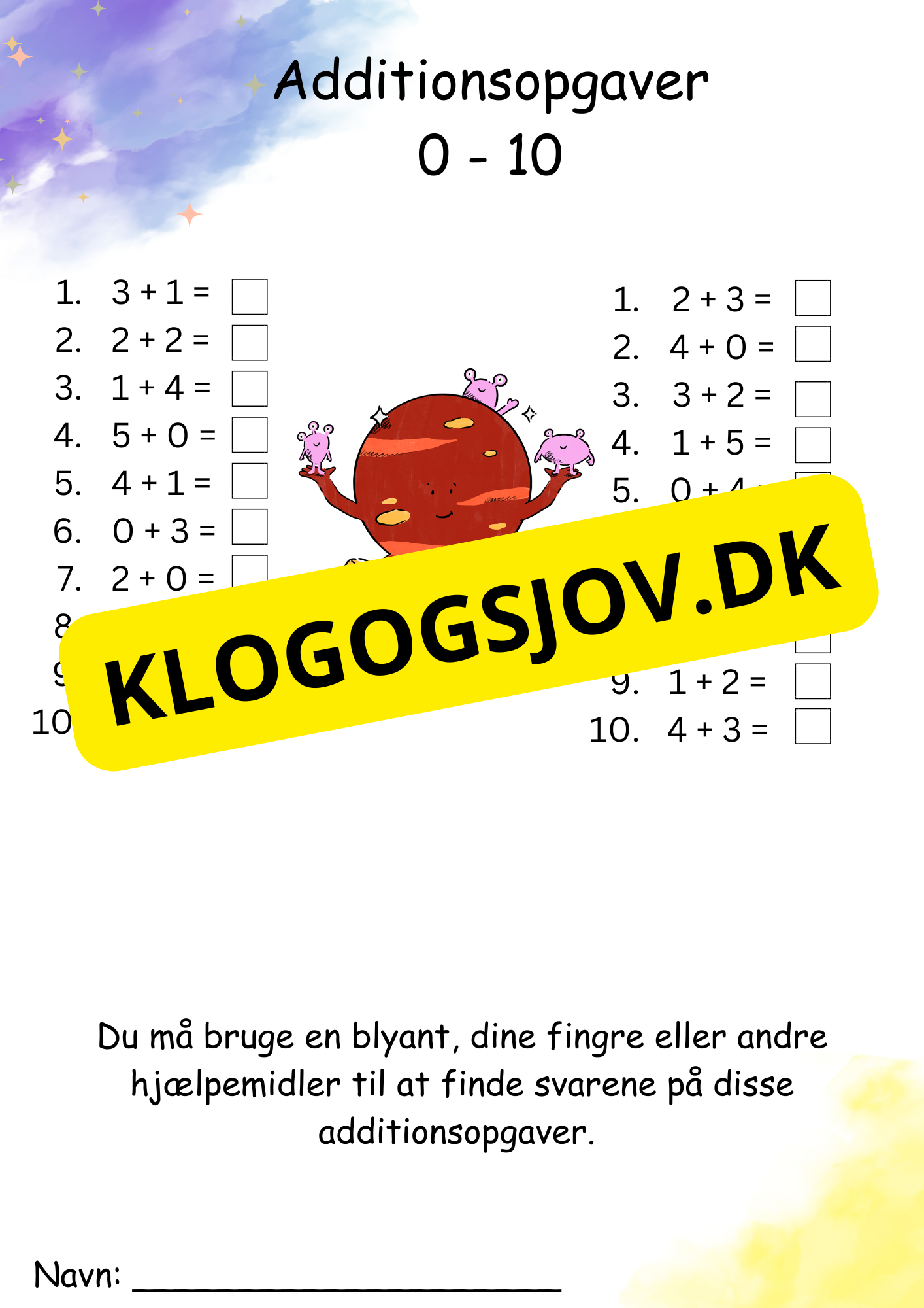 Addition – 1. klasse – tal 1–10