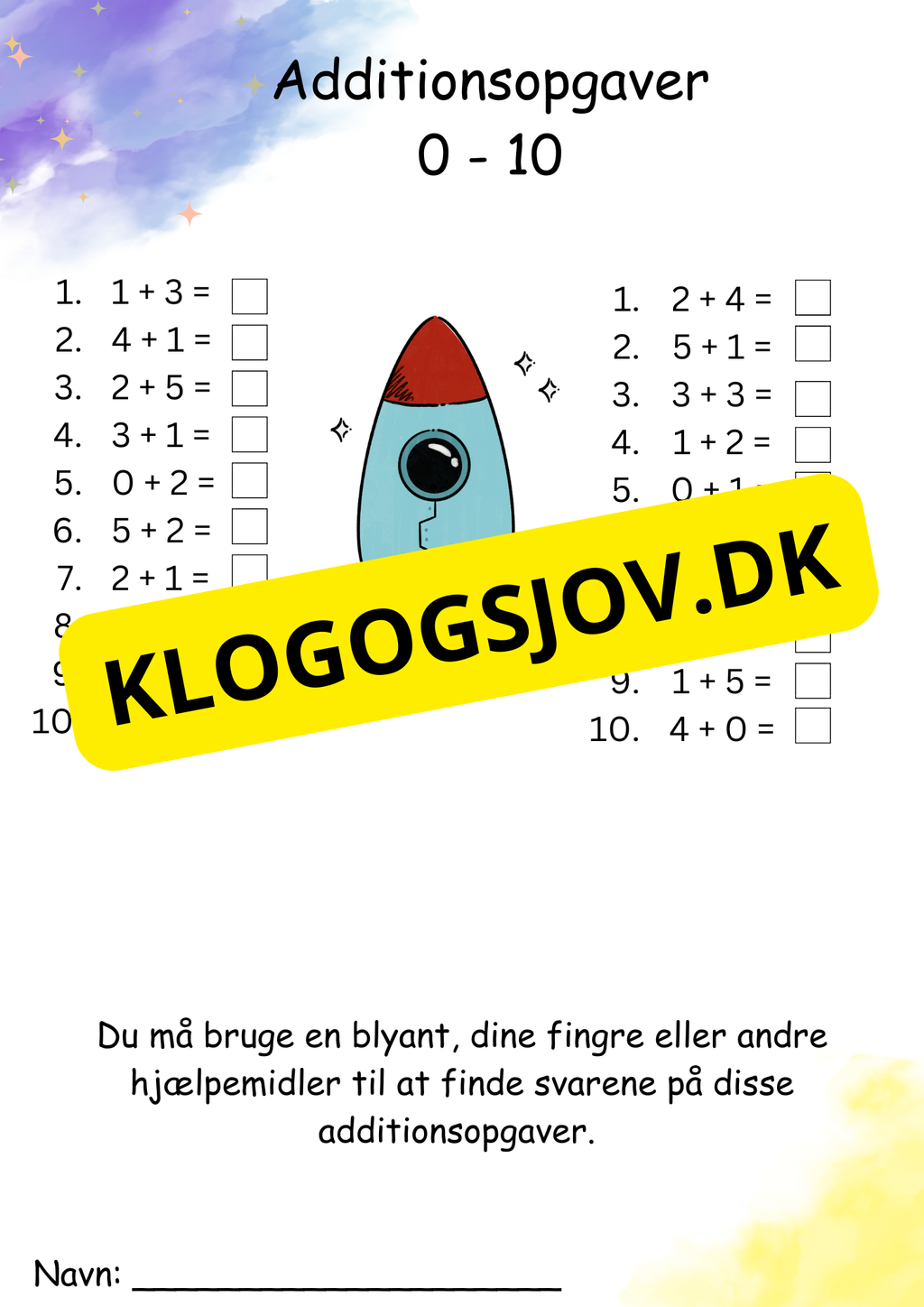 Addition – 1. klasse – tal 1–10
