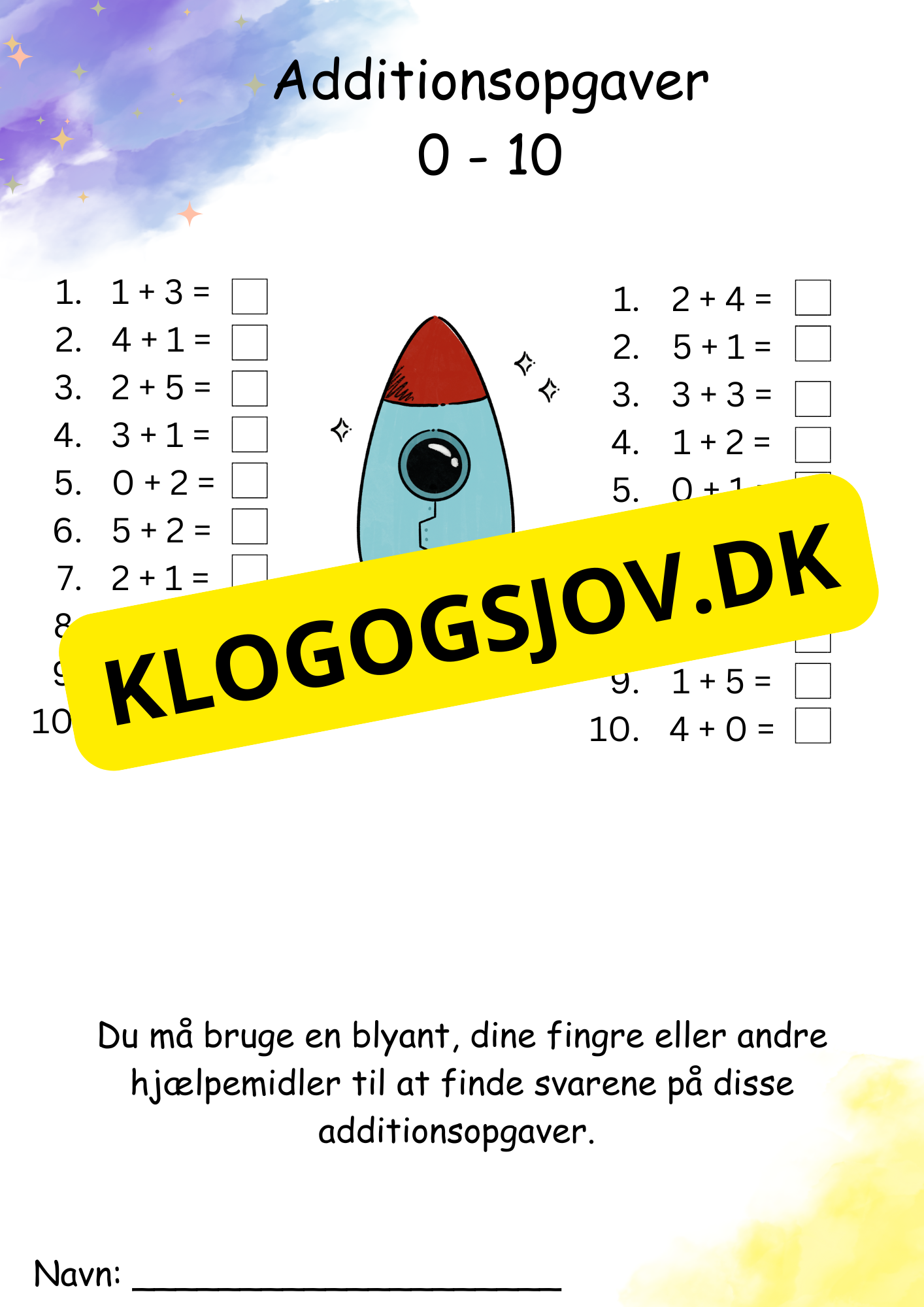 Addition – 1. klasse – tal 1–10