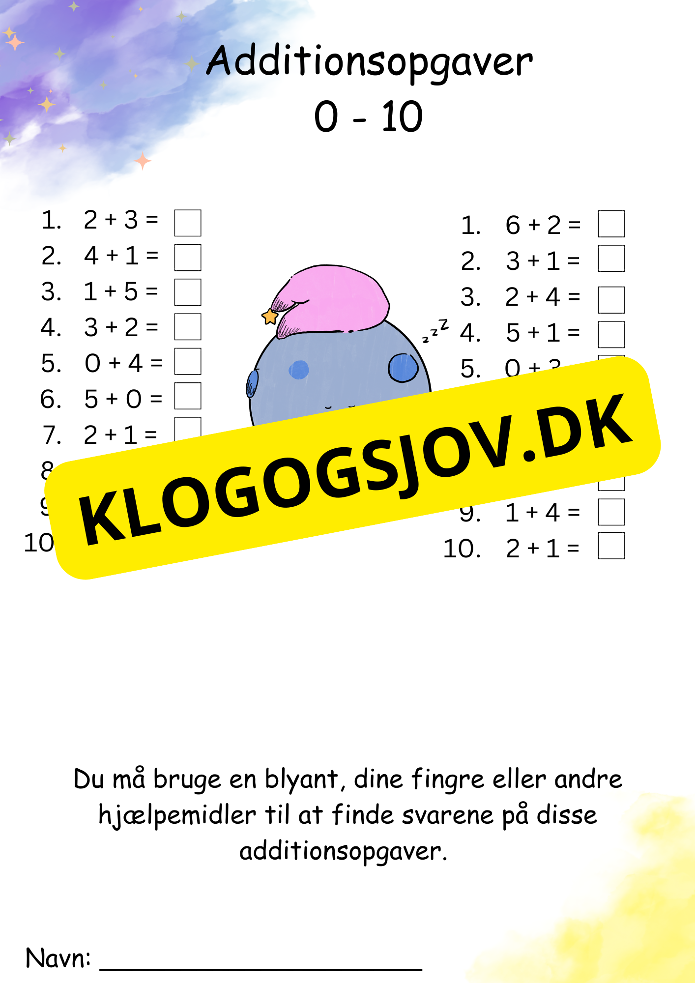 Addition – 1. klasse – tal 1–10
