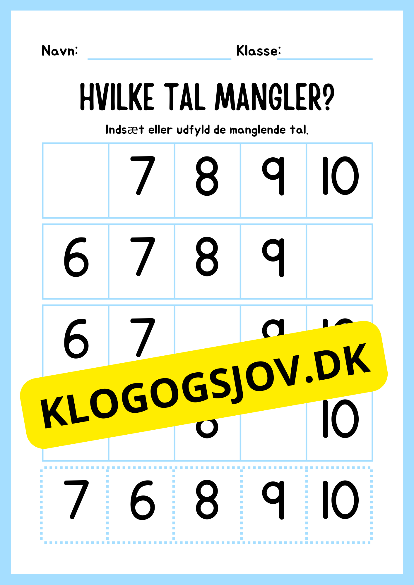 Blandet opgaver – Børnehaveklasse til 1. klasse