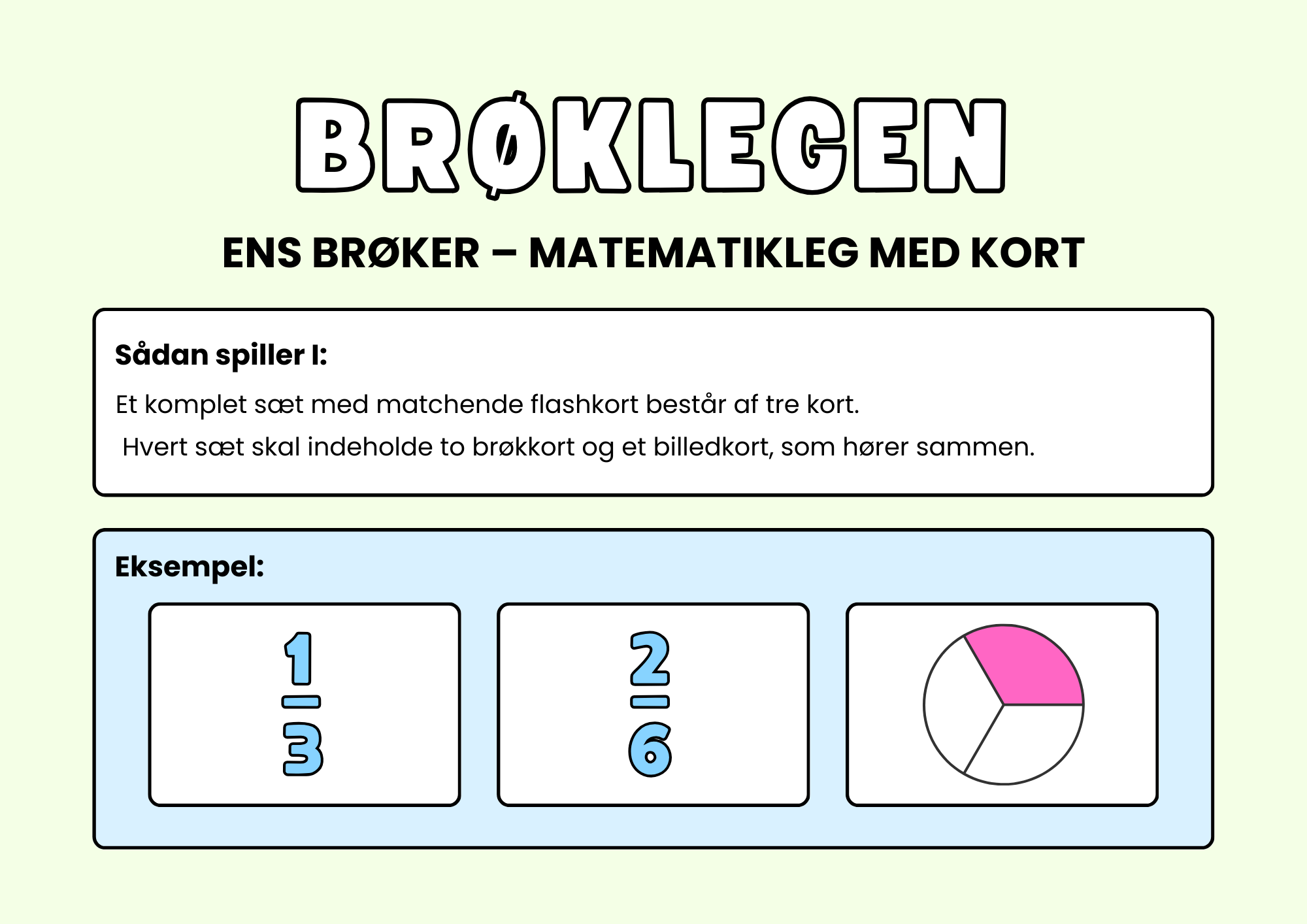 Brøklegen – matematikleg med kort
