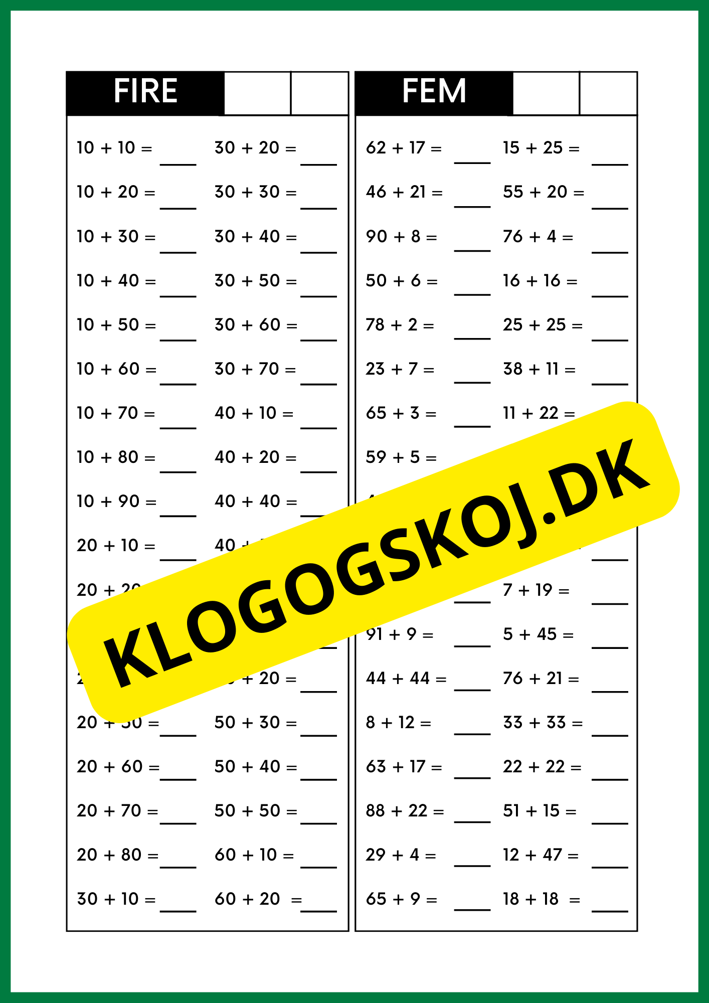 Hovedregning - Addition