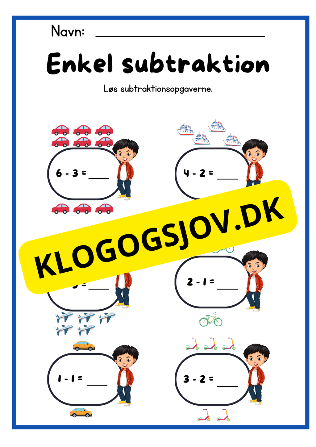 Enkel subtraktion – Børnehaveklasse – 1. klasse