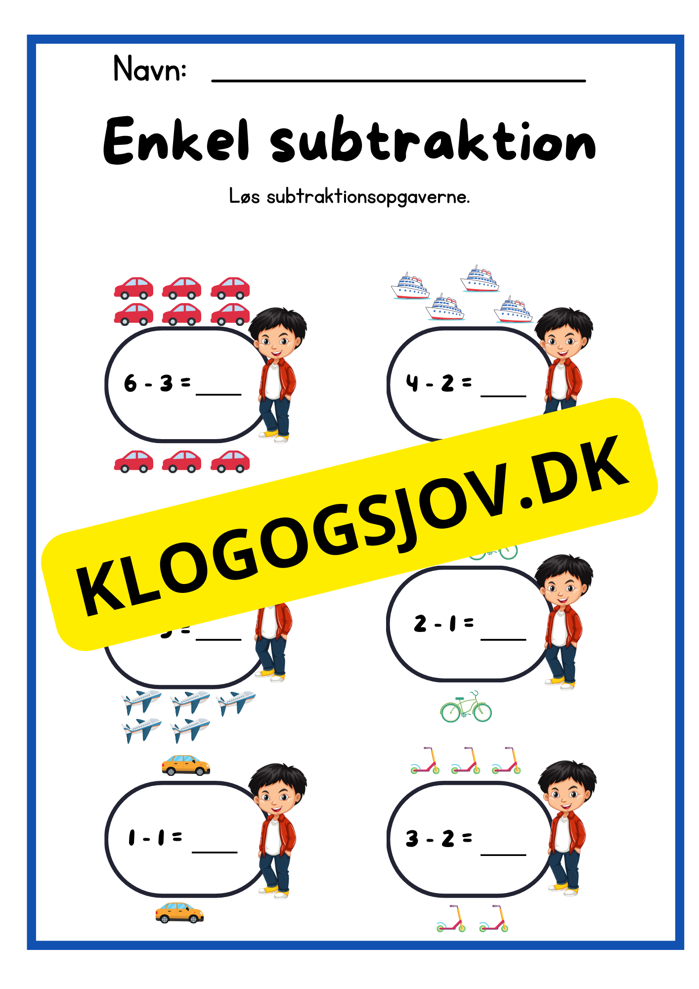 Enkel subtraktion – Børnehaveklasse – 1. klasse