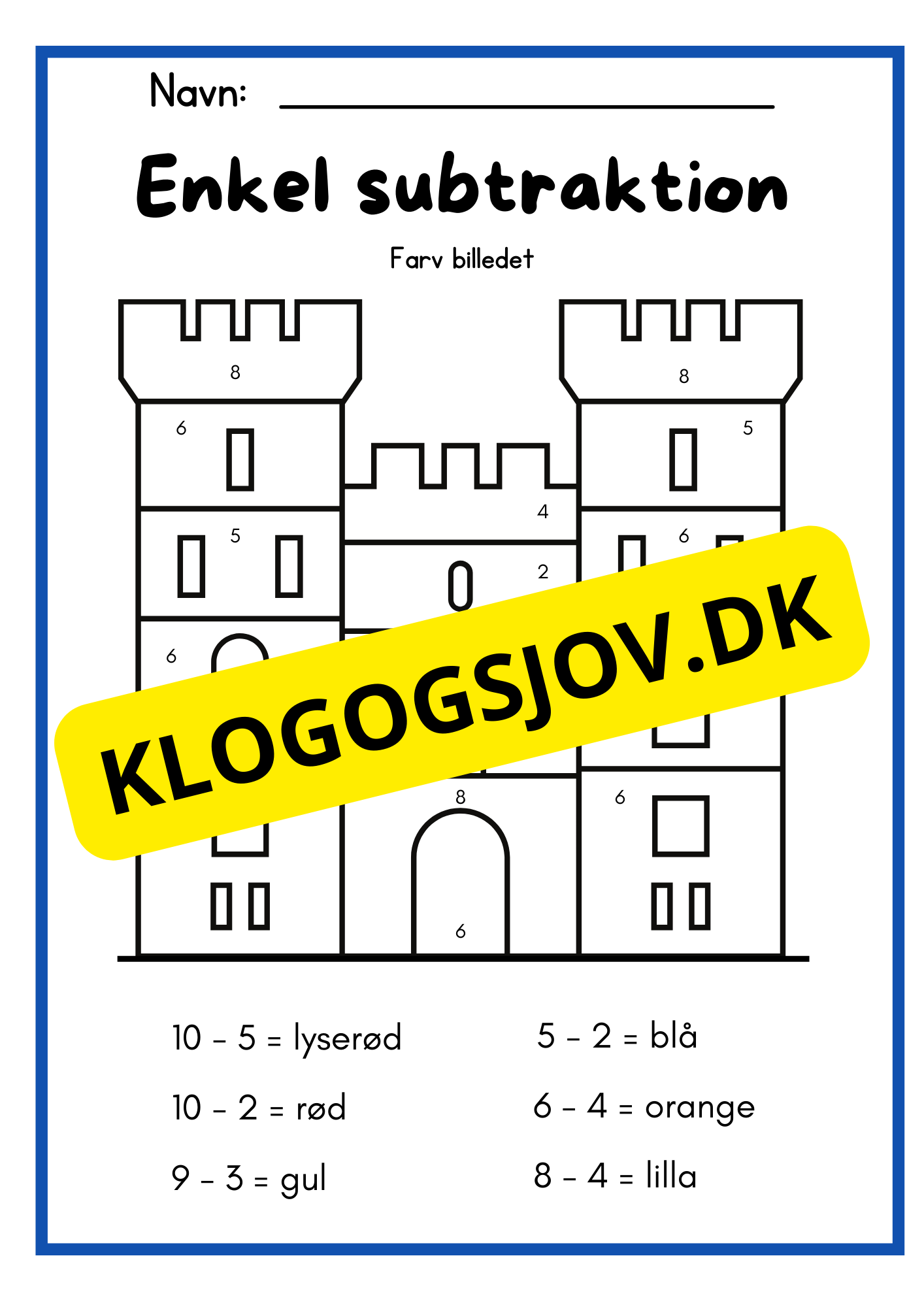 Enkel subtraktion – Børnehaveklasse – 1. klasse