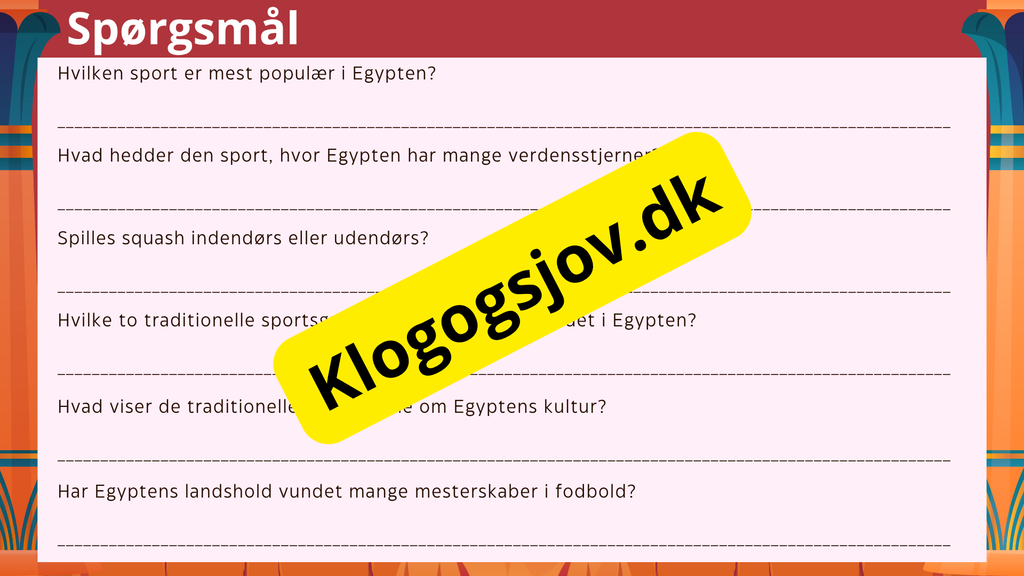 Egypten 4 - 6 klasse + spørgsmål