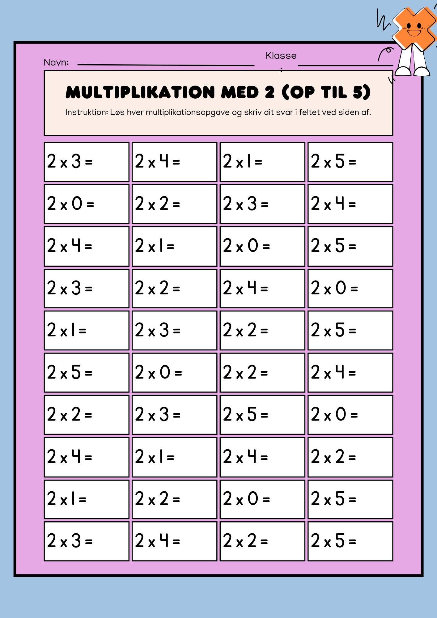 Øv multiplikation med 2 og 3