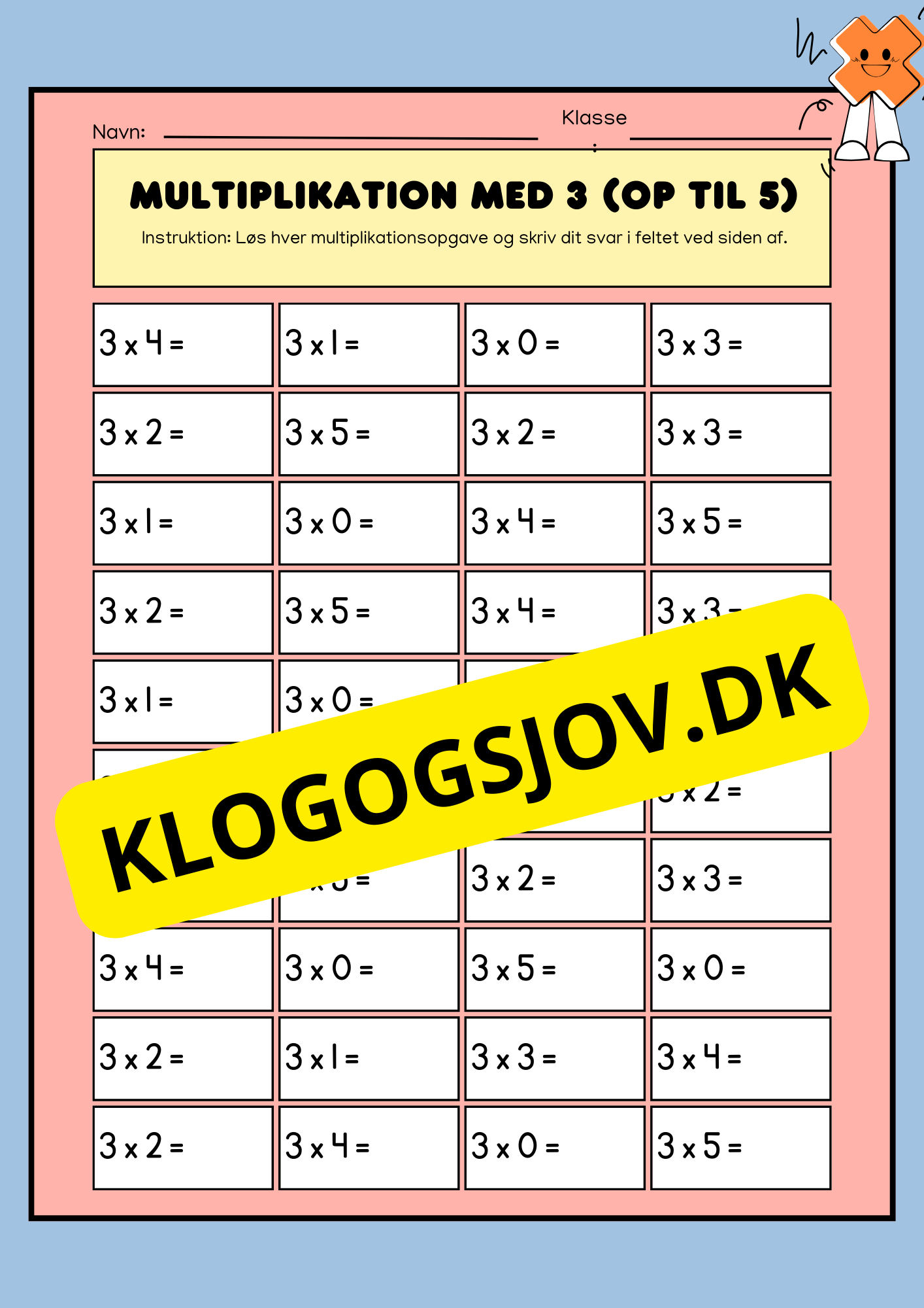 Øv multiplikation med 2 og 3
