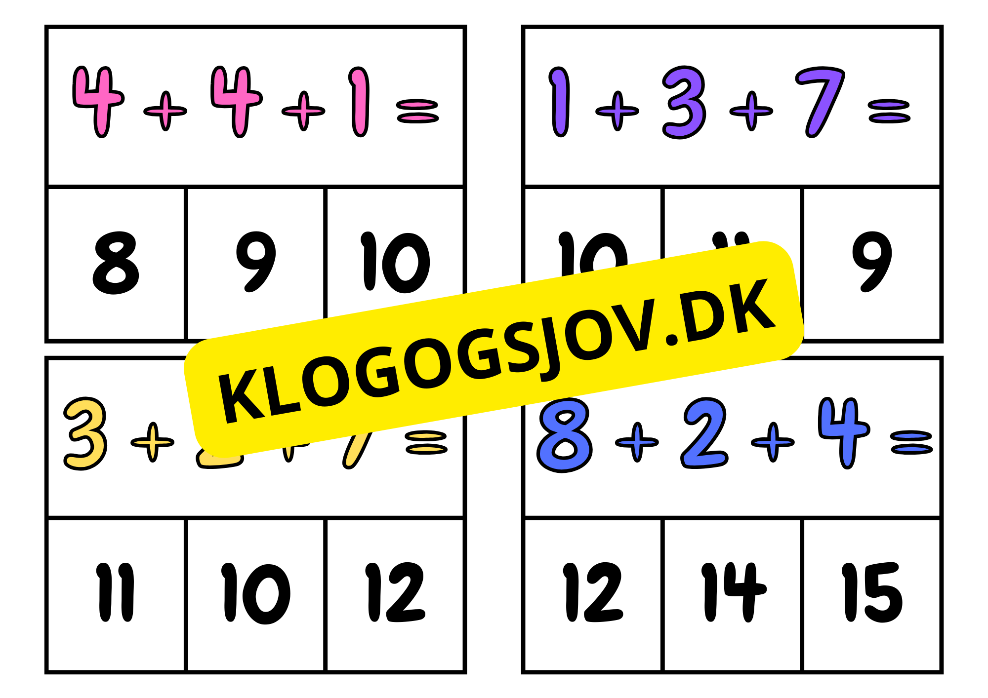 Additionskort og klemmer