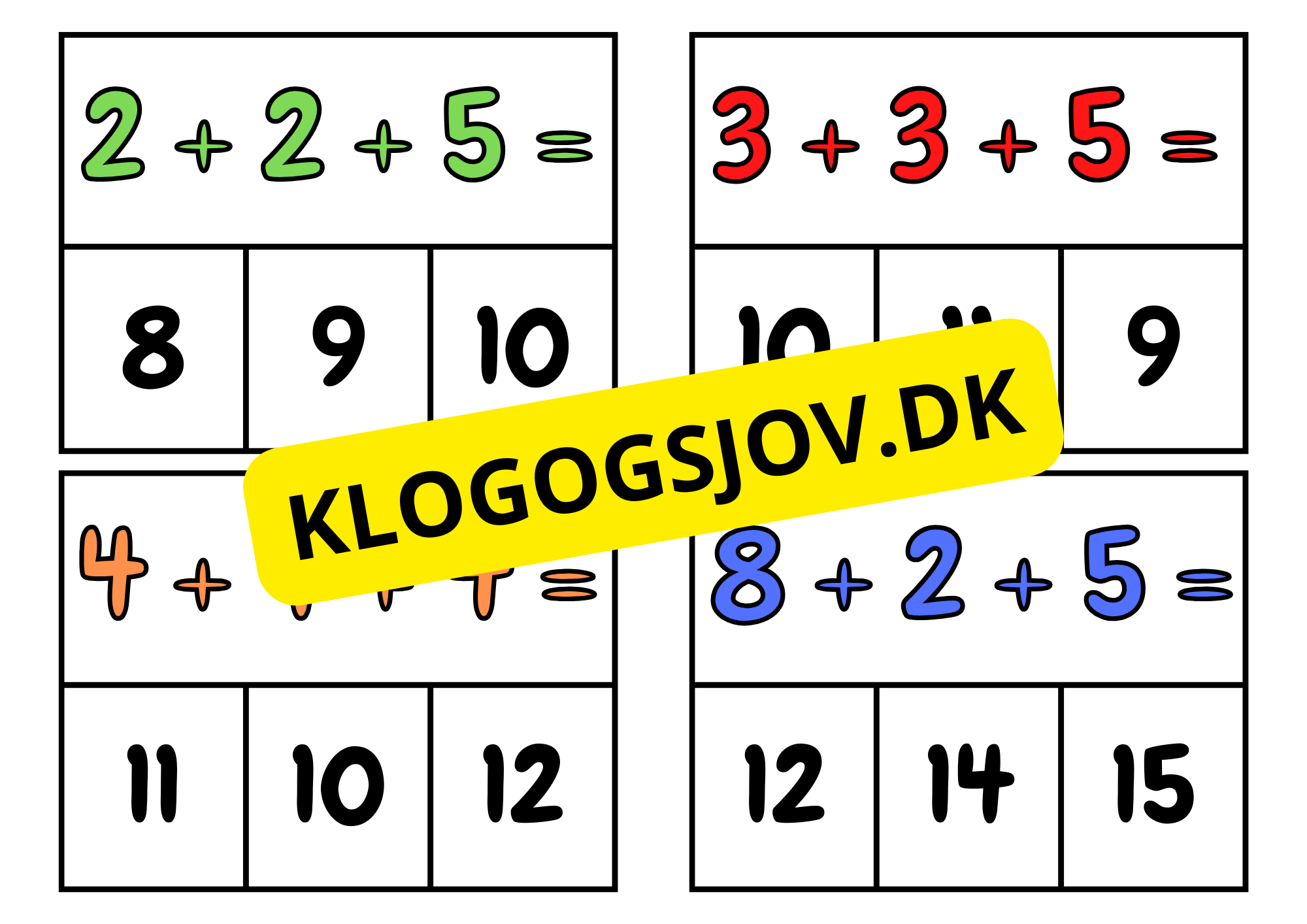 Additionskort og klemmer