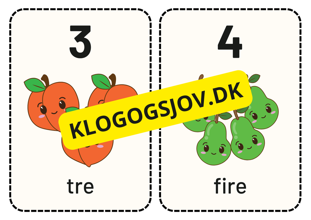 Matematik - Frugter - Flashkort