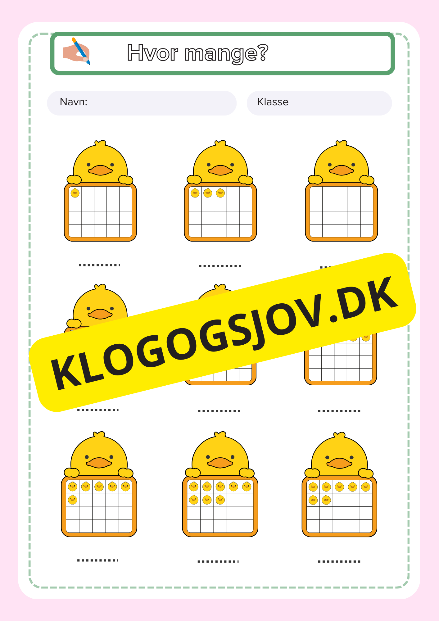 Hvor mange – Børnehaveklasse – 1. klasse