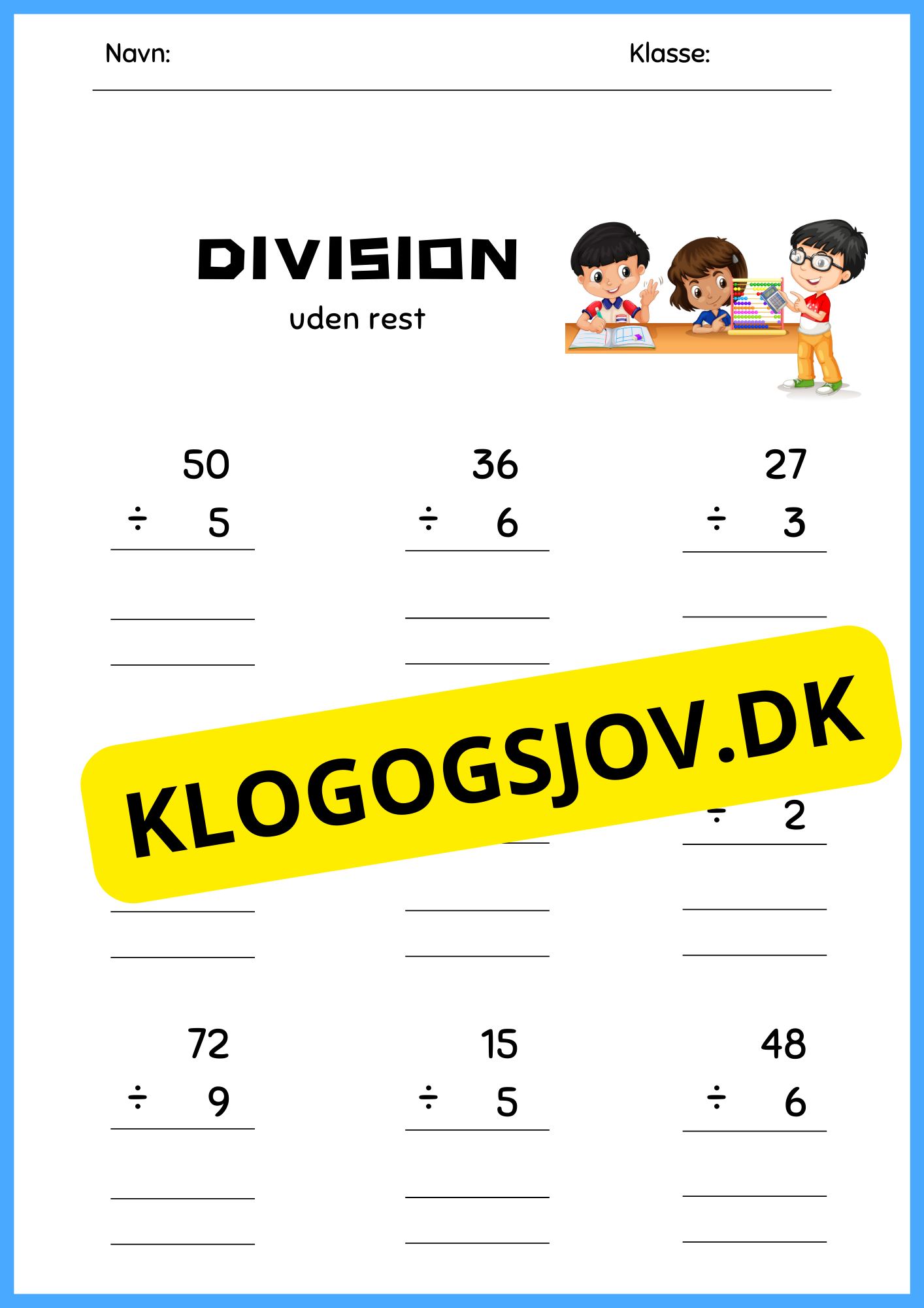 Kort division – med og uden rest – 4. klasse